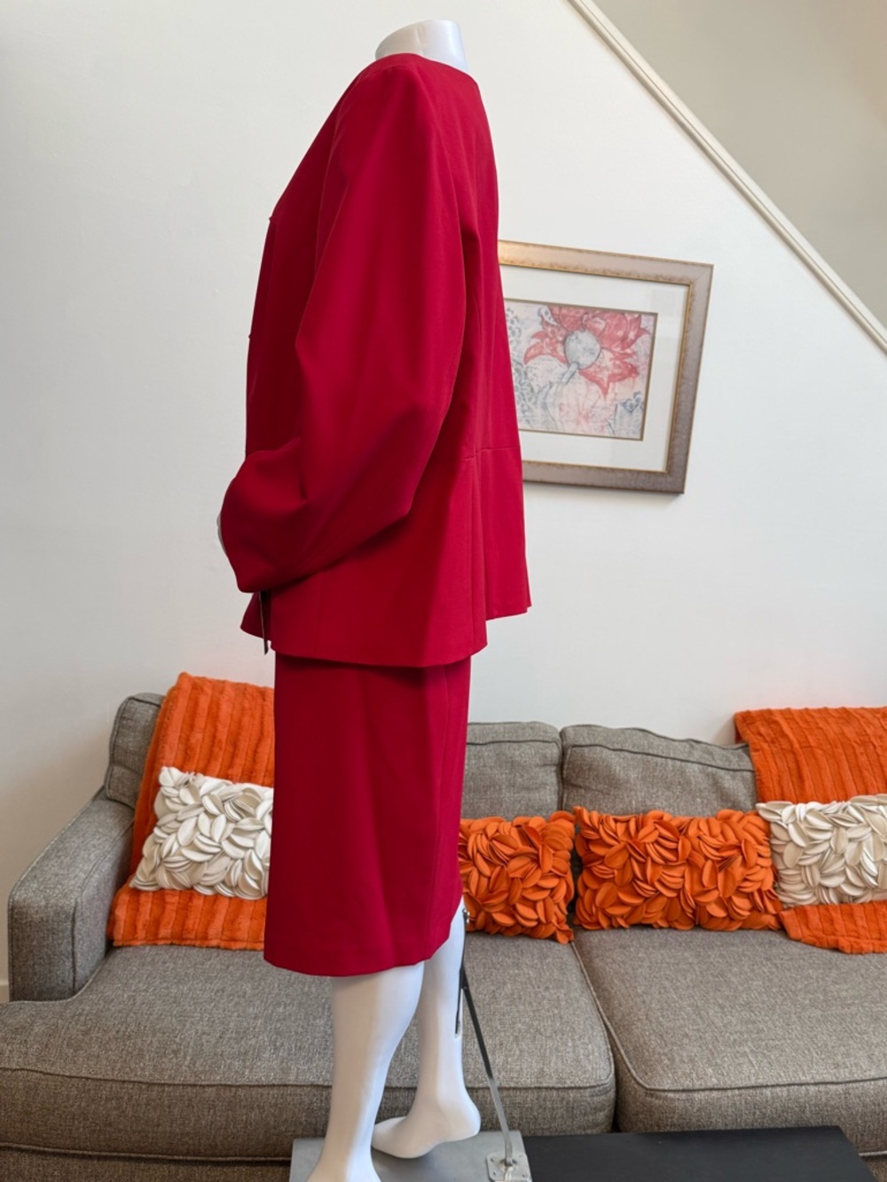 ❣️🆕Le Suit Cherry Red Cascade Ruffle Skirt Suit Set Plus Size $265 MSRP❣️ - Picture 6 of 12